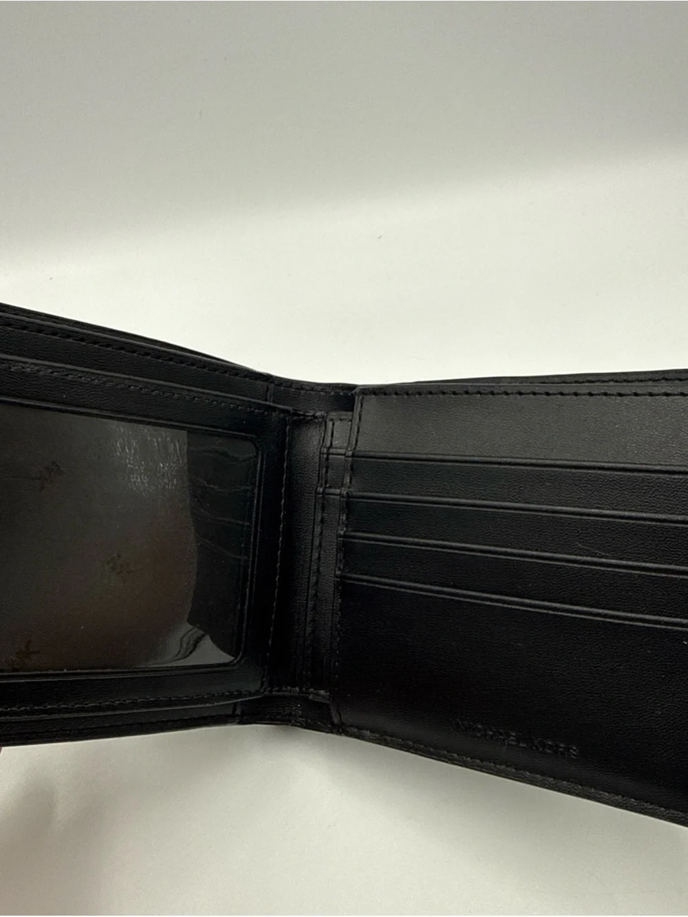Michael Kors Black Saffiano Leather Men's Bi-Fold Wallet with Gold Logo